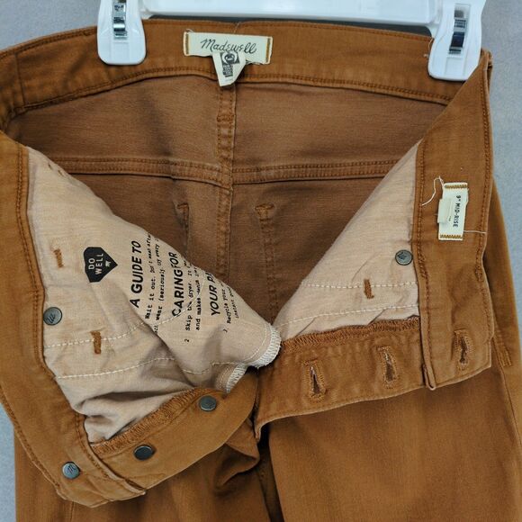 Madewell 9" Mid-Rise Skinny Jeans Button Front Sz 28 Burnt Sienna Stretch Denim - Picture 5 of 7